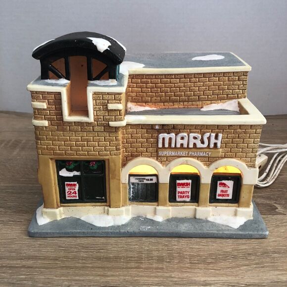 Vintage Ceramic Christmas Village Building of Marsh Supermarket Pharmacy - Picture 7 of 11